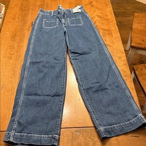 Old Navy Sky High Wide Leg Dark Blue Front Pocket Jeans, NWT